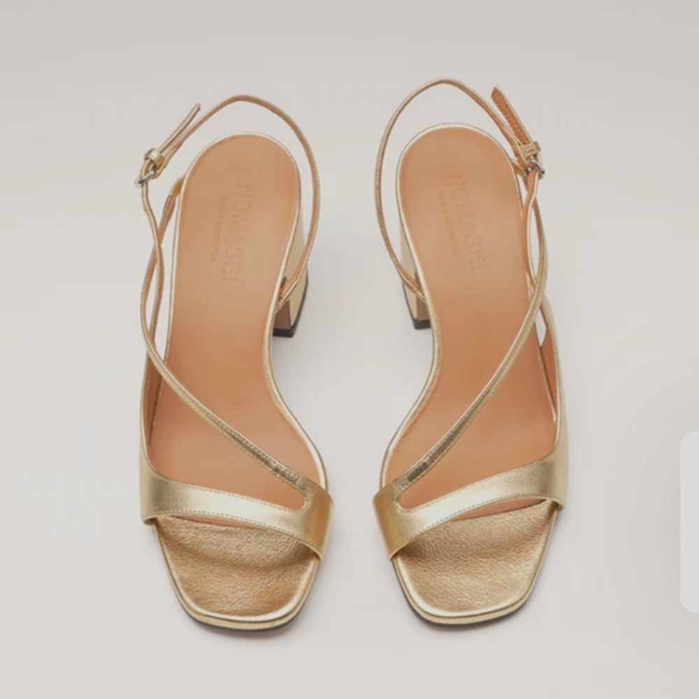 Nomasei Gold Venus Heeled Sandals